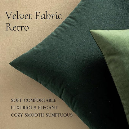 MIULEE Pack of 2 Velvet Soft Solid Decorative Square Throw Pillow Covers Christmas Cushion Case for Sofa Bedroom Couch, 20x20 Inch Army Green