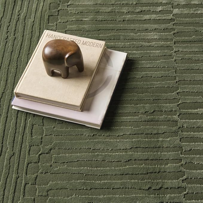 Revival Rugs Soloba 9'2"x12'2" Washable Area Rug for Living Room Bedroom - 100% Recycled Oeko-TEX Certified, Medium Pile, Green