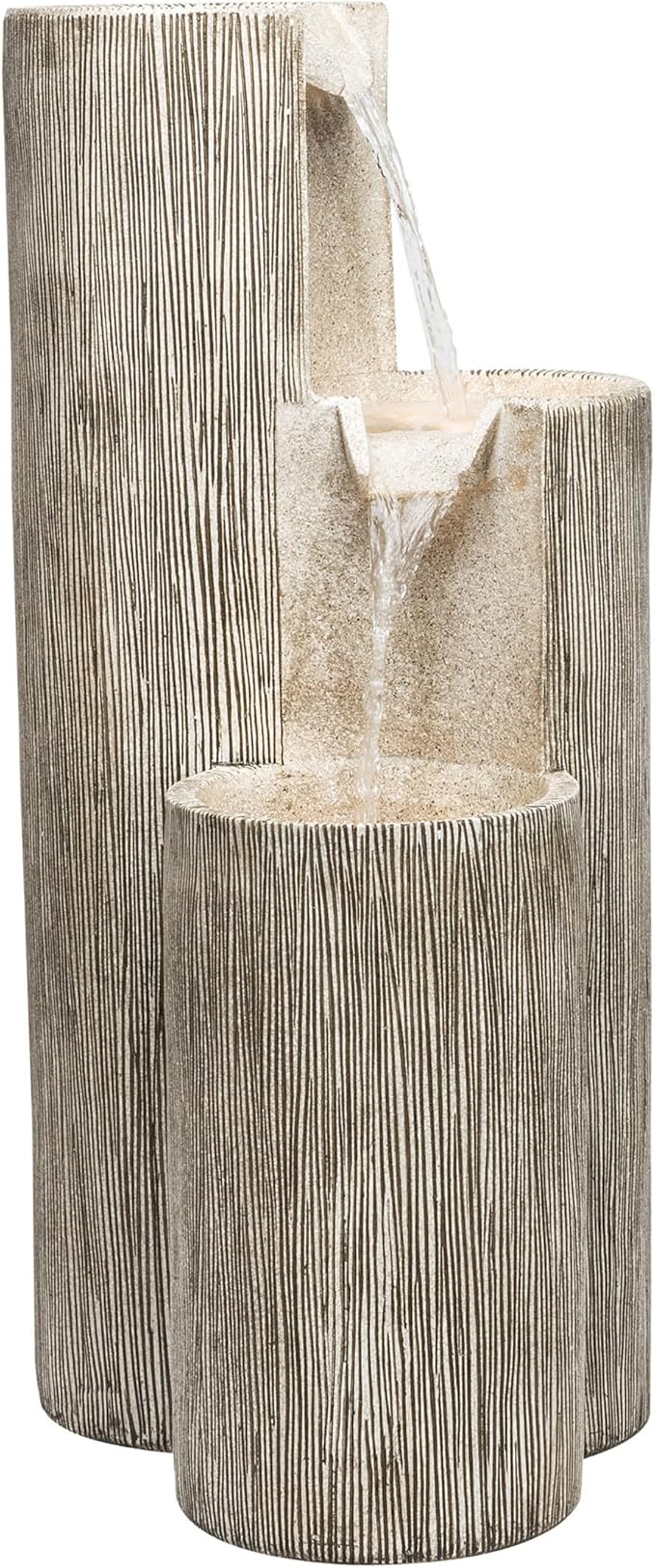 Alpine Corporation GIL1482 41” Outdoor 3-Tiered Weathered Stone Water Fountain with Natural Stone Look - Garden Water Feature for Patio, Lawn & Yard Decoration, Gray