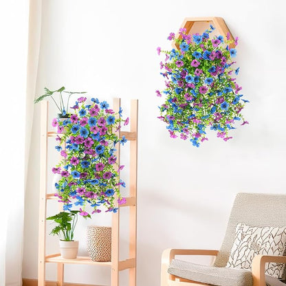 INQCMY 2Pcs Artificial Fake Hanging Flowers for Outdoors UV Resistant Artificial Plants for Spring Summer Decor Look Real Faux Flowers for Outside Home Planter Porch Patio Decor
