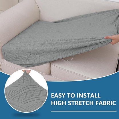 hyha Individual Couch Cushion Covers, Stretch Magic Sofa Seat Cushion Covers Washable, Dog Couch Sofa Slipcover for Pets, Kid with Elastic Bottom(Large, Grey)