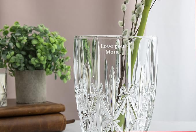 Marquis by Waterford Personalized 9" Sparkle Vase, Custom Engraved Crystal Vase for Flowers, Elegant Home Decor