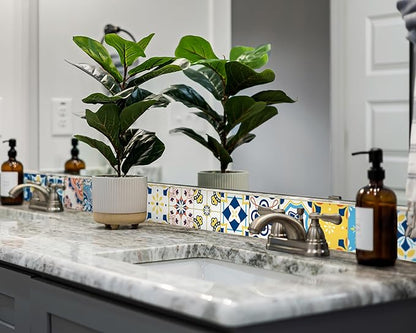 FLFK Wall Border Tile Stickers Peel and Stick Wallpaper Border for Kitchen Backsplash Bathroom Shower Room,4"x240"