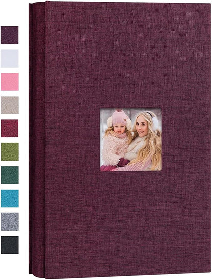 Mublalbum Small Photo Album 4x6 300 Photos Linen Cover Picture Book with Horizontal Pockets for Wedding Family Anniversary and Baby (Purple)