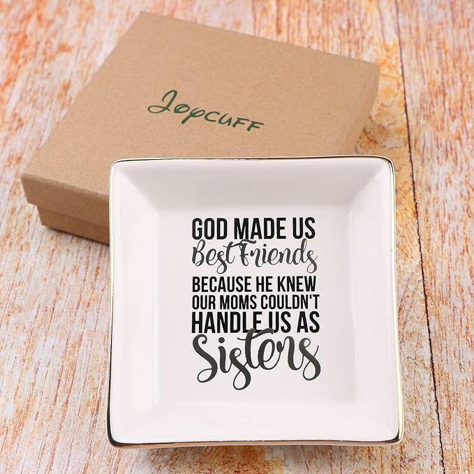 JoycuFF Best Friend Birthday Gifts for Women Jewelry Dish Tray Cute Ring Holder Unique Gifts for Bestie Bff Thanksgiving Day Mother's Day Christmas