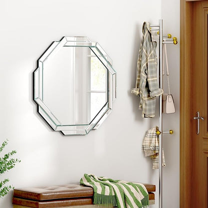 Bathroom Mirror-28”X28” Wall Mirrors Decorative, Beveled Edge Frameless Mirror for Wall Bathroom, Vanity Room, Bedroom, Living Room and Enterway