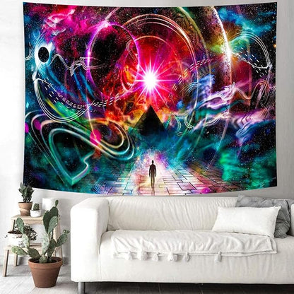 Delur Time Travel Tapestry Galaxy Universe Starry Sky Wall Hanging Tapestry Milky Way Outer Space Abstract Psychedelic Nebula Headboard for Bedroom Living Room Home Decor (51.2" x 59.1")