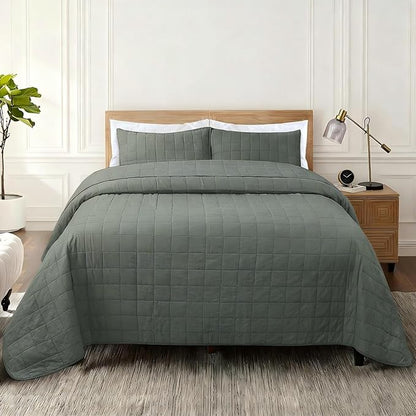 100% Cotton Quilt Sets Cal King Size - Soft Lightweight Quilt Bedding Set for Bedroom Decor-Bedspread in Geometric Pattern with 2 Pillow Shams for All Season, 110x120 inches