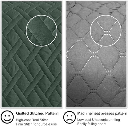 HORIMOTE HOME Quilt Set Queen Size Dark Green, Classic Geometric Diamond Stitched Pattern, Ultra Soft Microfiber Lightweight Bedding Bedspread Coverlet for All Season with 1 Quilt 2 Pillow Shams