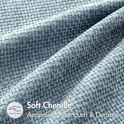 MIULEE Pack of 2 Couch Throw Pillow Covers 20x20 Inch Coastal Light Blue Modern Boho Accent Decorative Pillow Covers Soft Chenille Farmhouse Cushion Covers for Home Decor Bed Sofa Living Room
