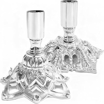 Candlestick Holders,Taper Candle Holder for Candlesticks Silver Plated Candle Metal Stick Candle Holders for Fireplace,Party, Dining,Wedding Decor,Fits 3/4 inch Thick Candle(Set of 2Pcs)