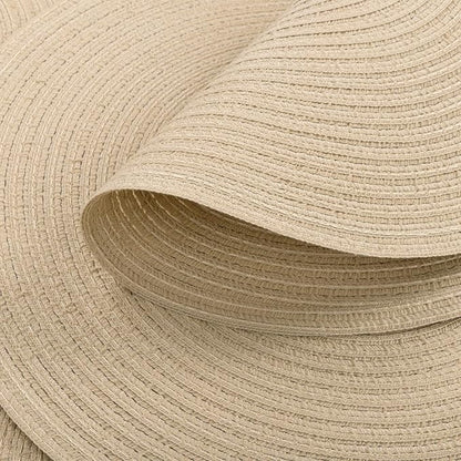 SHACOS 15 inch Round Braided Placemats Set of 6 Non Slip Heat Resistant Round Table Mats Fabric Place Mats for Dinner Party Table Decoration (Light Beige, 6)