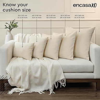 Encasa XO Velvet Throw Pillow Covers 20x20 in (50x50 cm) - Pale Lime - Set of 2 No Inserts, Only Pack of 2 Cases | Soft Square Decorative Euro Shams Cushion Cover for Couch, Sofa
