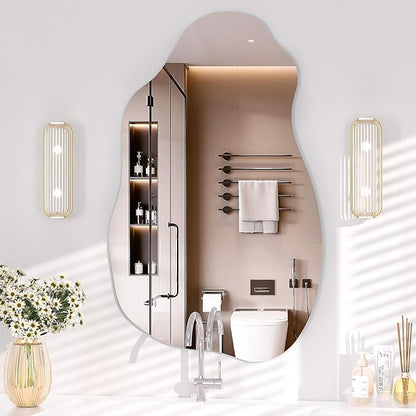 Hasipu Irregular Wall Mirror, 31"x20" Asymmetrical Frameless Mirror, Modern Decorative Mirrors for Living Room, Entryway, Hallway, Bathroom, Bedroom,Wall Mounted Home Decor