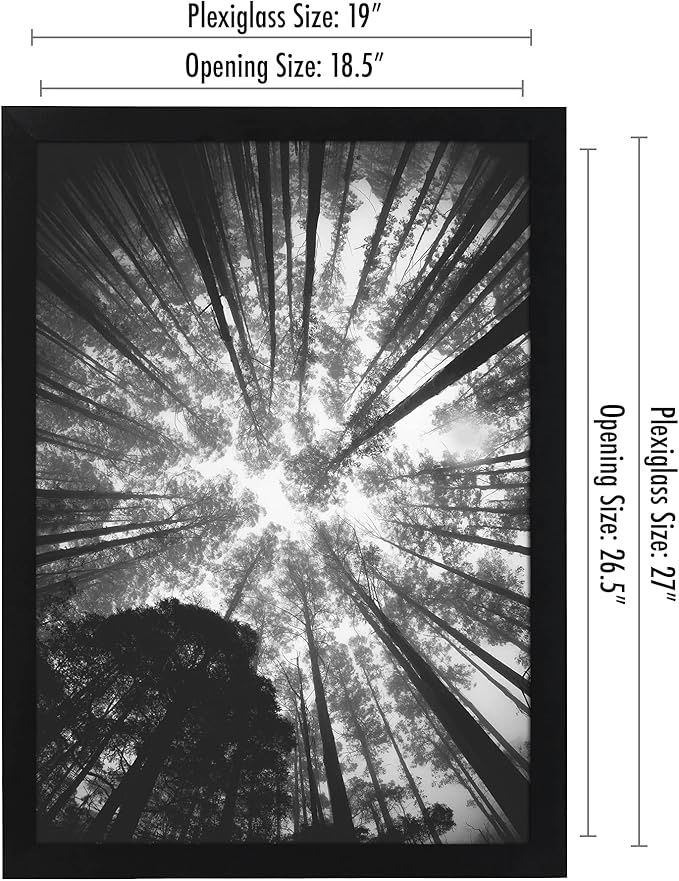 Americanflat 19x27 Poster Frame with Polished Plexiglass - Black Picture Frame - Wide Photo Frames Made of Engineered Wood for Vertical or Horizontal Wall Display - Epic Collection - Black