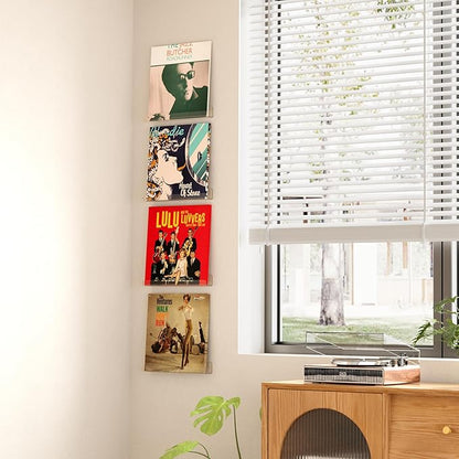 upsimples 8 Pack Vinyl Record Wall Mount Shelves, 12" Vinyl Holder for Album Record Storage & Display, Clear Acrylic Floating Shelves for Wall Decor, Kids Bookshelf, Magazine Rack, Picture Ledge | Vinyl Holder, Album Record Storage, Display, Wall Decor...