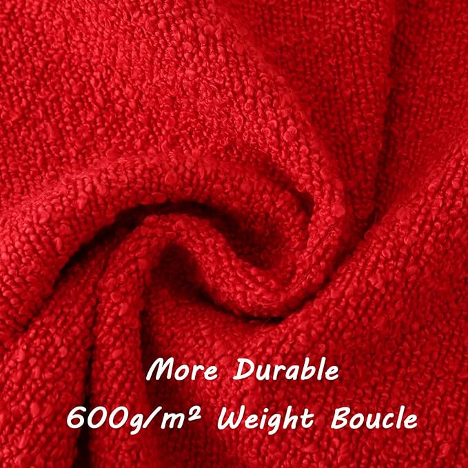 FUTEI Christmas Pack of 2 Red Decorative Throw Pillow Covers 16x16 Inch Soft Cozy Solid Boucle Textured Cushion Case,Modern Home Decor for Couch Bed Living Room