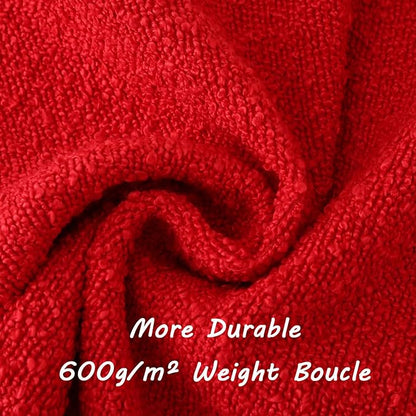 FUTEI Christmas Pack of 2 Red Decorative Throw Pillow Covers 16x16 Inch Soft Cozy Solid Boucle Textured Cushion Case,Modern Home Decor for Couch Bed Living Room