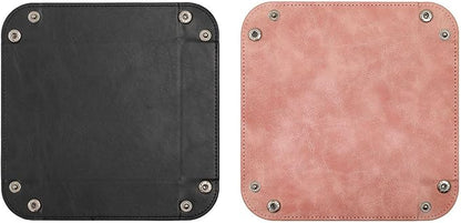 siduater Valet Tray Desktop Storage Organizer – Vegan Leather Catchall Bedside Vanity Tray Nightstand Caddy Holder for Remote Controller, Watch, Keys, Phone, Wallet, Coin, Jewelry, Stone Pink