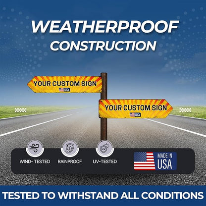 Custom Right Arrow Metal Sign by DC | Directional Signs for Indoor & Outdoor Use | Personalized Rust-Free Metal Yard Display | Customized Weatherproof Road Arrow Marker | Multiple sizes | Made in USA