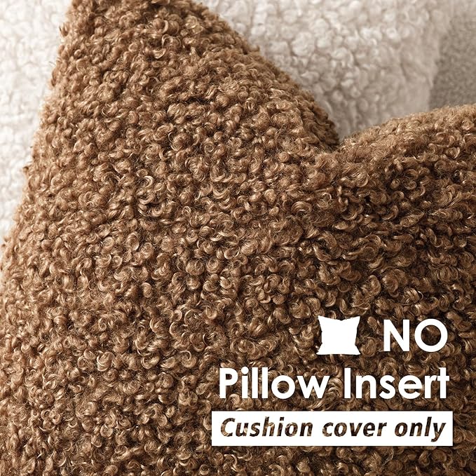 Foindtower 2 Pieces 20x20 Inch Dark Bronze, Faux Fur Throw Pillow Cover Accent Sherpa Furry Pillow Covers Fuzzy Soft Pillowcases Cozy Sheepskin Decorative Fleece Cushion Case for Bed Couch Living Room