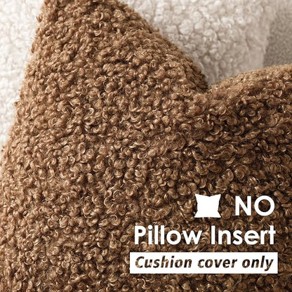 Foindtower 2 Pieces 20x20 Inch Dark Bronze, Faux Fur Throw Pillow Cover Accent Sherpa Furry Pillow Covers Fuzzy Soft Pillowcases Cozy Sheepskin Decorative Fleece Cushion Case for Bed Couch Living Room