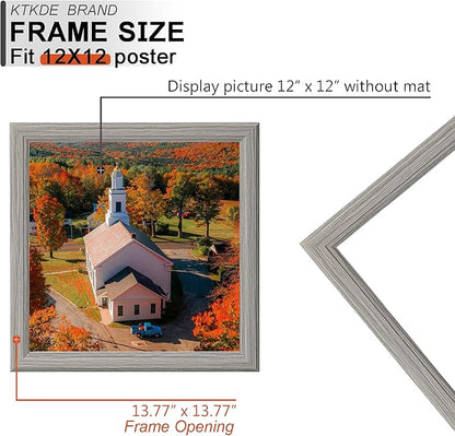 KTKDE 12x12 Picture Frame Set of 5, Wooden frames Grey, Wall Hanging Display, Best Square Photo Frame Studio Gallery for Photos, Posters & Art Prints