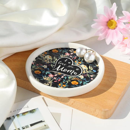 Potiera Ceramic Jewelry Tray, Decorative Ring Holder, Trinket Dish for Earrings Necklaces Watch Keys, Mother of the Bride Wedding Gifts, Mother's Day Birthday Christmas Gifts for Mom from Daughter