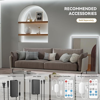 PAUTIX COB LED Strip Lights 48ft/15m Super Bright,504 LEDs/m Daylight White 6000K CRI90+ Flexible LED Tape 24V for Cabinet Home DIY Lighting Projects with 2pcs COB Connector(Power Supply Not Included)