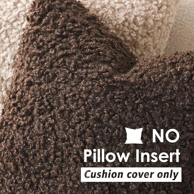 Foindtower 2 Pieces 26x26 Inch Dark Brown, Faux Fur Throw Pillow Cover Accent Sherpa Furry Pillow Covers Fuzzy Soft Pillowcases Cozy Sheepskin Decorative Fleece Cushion Case for Bed Couch Living Room