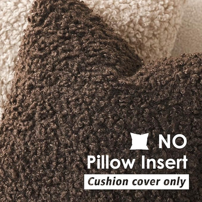 Foindtower 2 Pieces 26x26 Inch Dark Brown, Faux Fur Throw Pillow Cover Accent Sherpa Furry Pillow Covers Fuzzy Soft Pillowcases Cozy Sheepskin Decorative Fleece Cushion Case for Bed Couch Living Room