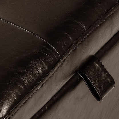 Adeco 15.2" Modern Brown Faux Leather Storage Ottoman with Tufted Flip Top for Living Room, Tufted Accents Rectangular Bench for Foot Rest