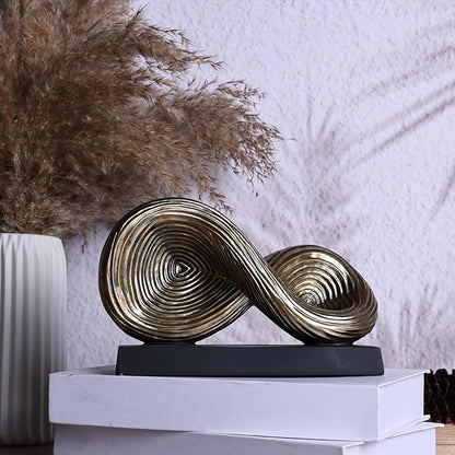 5.5‘’ Infinity Knot Sculpture - Abstract Decorative Object, Modern Infinity Loop Symbol for Home Decor, Knick Knacks for Shelves, Living Room Table, TV Stand, Geometric Coffee Table Statues(Gold)
