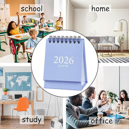 2026 Mini Desk Calendar Simple Style Monthly Schedule Standing Calendar 3.9" x 3" - Blue (Jan. 2026 to Jul. 2027)