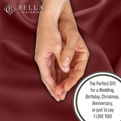 Bella Coterie 6 Piece Luxury Bamboo Viscose Queen Size Sheet Set | 100% Organically Grown | Cooling for Hot Sleepers | 18" Deep Pocket | Soft & Hypoallergenic | 4 Pillowcases [Merlot]