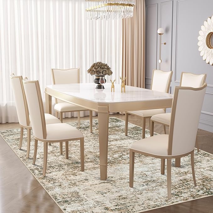 5x7 Area Rugs for Living Room, Washable Modern Abstract Large Area Rug Neutral Soft Non Slip Kids Rug Stain Resistant Indoor Carpet for Bedroom Nursery Dining Room Home Office(Brown, 5'x7')