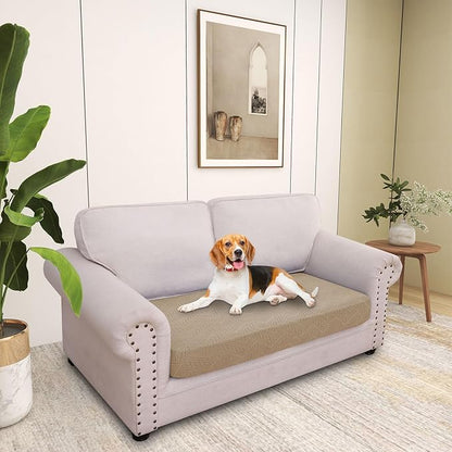 hyha Individual Couch Cushion Covers, Stretch Magic Sofa Seat Cushion Covers Washable, Dog Couch Sofa Slipcover for Pets, Kid with Elastic Bottom(Medium, Camel)