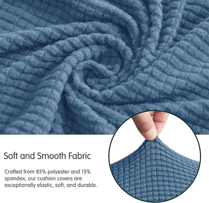 CHUN YI 2Piece Stretch Couch Cushion Covers, Sofa Seat Slipcovers for Pets, Suitable for Armchair Loveseat Sofa with Spandex Jacquard Washable Fabric (2Piece,Denim Blue)