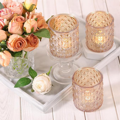 8Pcs Large Votive Candle Holders Gold Tea Light Candle Holders Glass Candle Holder for Wedding, Bridal Shower,Table Centerpiece,Party, Home Decor