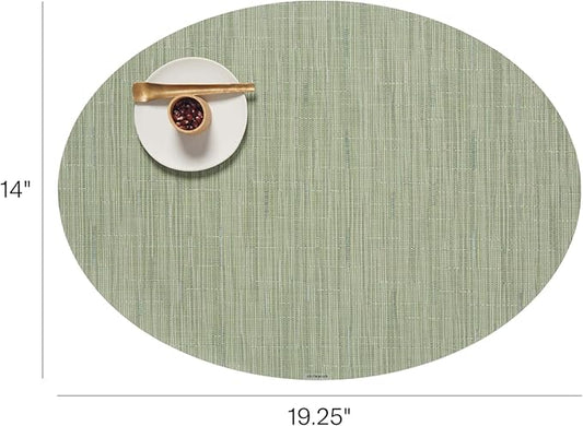 Chilewich Bamboo Placemats Set of 4 - Woven Oval Placemats - Reusable, Stain-Resistant, Indoor/Outdoor Tabletop Protection - 19" x 14" - Spring Green