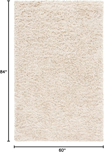 SAFAVIEH Faux Sheep Skin Collection 5' x 7' Beige FSS235K Silken Glam 2.35-inch Thick Area Rug
