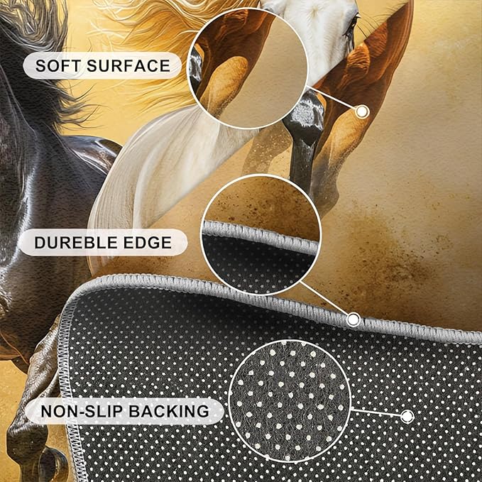 Horses 6x9 Area Rugs for Living Room Stouts Washable Rug Desert Landscape Rug Non Slip Low Pile Soft Area Rugs for Bedroom Bedside Dining Room Kids