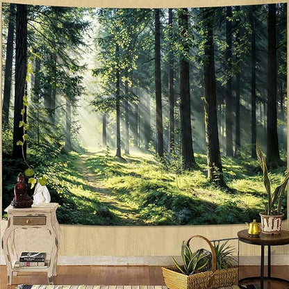 kampdream Landscape Tapestry, Scenery Art Wall Tapestries, Nature Wall Decor for Bedroom Living Room Backdrop Dindal effect forest 44×60 inches