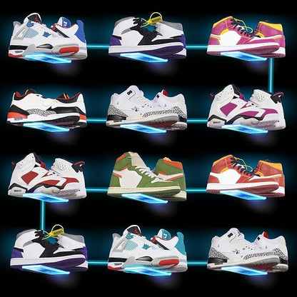 DILIBRA 12 Packs Floating Shoe Display Shelf with Lights, Glow Color Changing Sneaker Display Shelves for Wall, Levitating Shoe Rack Organizer Holder for for Showcase Sneaker Collection or Shoes Box