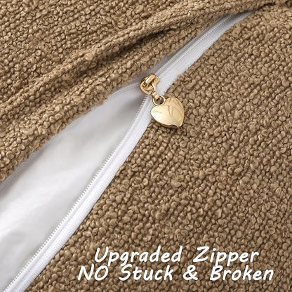 FUTEI Pack of 2 Khaki Decorative Throw Pillow Covers 22x22 Inch Soft Cozy Solid Boucle Textured Cushion Case,Modern Home Decor for Couch Bed Living Room