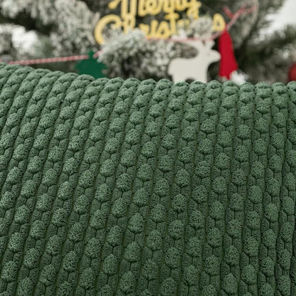 Kevin Textile 14x24 Inch Pillow Cover 1 Pack Boho Christmas Decorative Soft Striped Corduroy Lumbar Farmhouse Color Accent Rectangle Cushion Case for Living Room Couch Sofa Bed, Dark Green