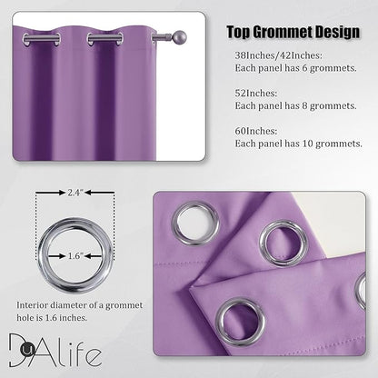 DUALIFE 96 Inch Length Purple Blackout Curtain Panels/Drapes for Living Room Solid Energy Efficient Room Darkening Bedroom Curtains Thermal Insulated Grommet Top 52 x 96 inch Amethyst Orchid