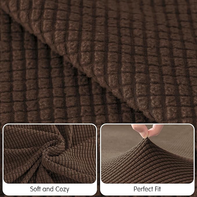 Hokway Stretch Chaise Cover Individual Couch Cushion Slipcovers Reversible Cushion Protector Slipcovers Sofa Cushion Protector Covers (Chaise Cover, Chocolate)