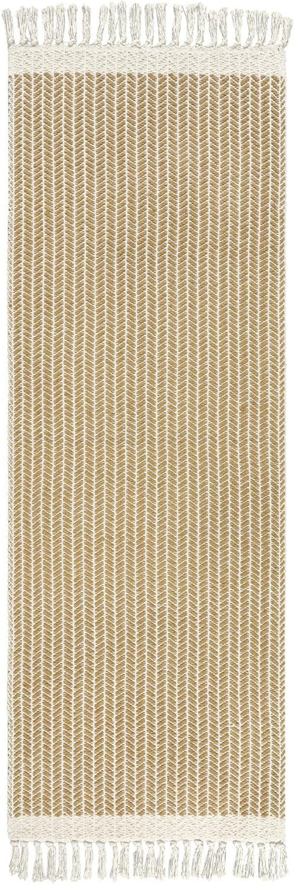 Lahome Boho Bathroom Runner Rug, 2x6 Laundry Room Lightweight Entry Runner Woven Cotton Throw Carpet with Tassels, Farmhouse Non Shedding Washable Rugs Low Pile for Kitchen Hallway, Khaki
