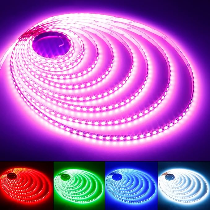 JOYLIT Super Bright RGB LED Strip Lights 16.4ft, UL Listed 24V SMD 4040 120LEDs/M High Density Multi Color Changing Light Strips 90W Adhesive Tape Light for Club, Bar, Entertainment (Only LED Strip)
